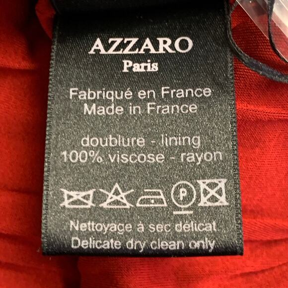 AZZARO Size 6 Woven Venus Red Viscose Plunging V-Neck Knee Length Cocktail Dress - Picture 9 of 9